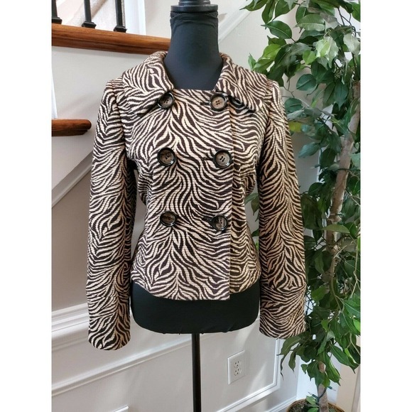 Chaus Womens Brown Rayon & Nylon Long Sleeve Button Collared Casual Coat - Picture 11 of 11